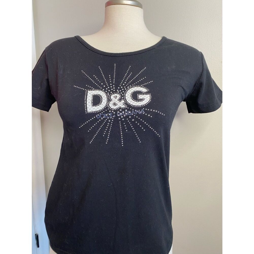🛍️ D&G Authentic Black Short Sleeve Tee with Sparkling Logo - Picture 8 of 13